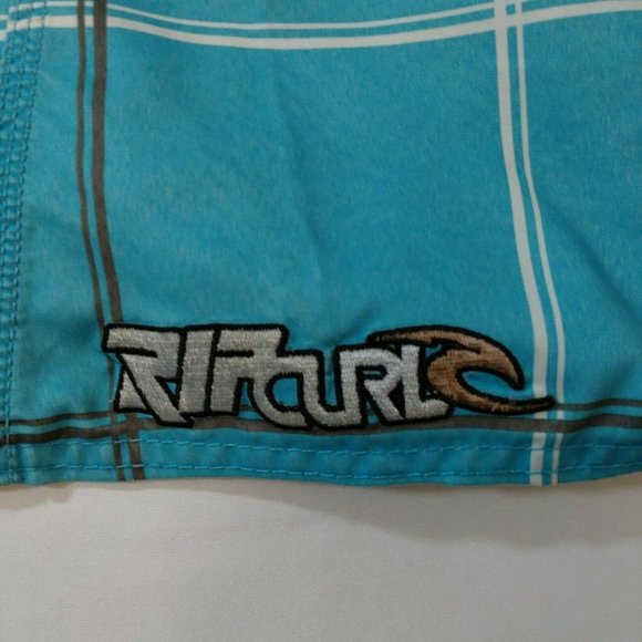 Rip Curl Blue White Chequered Board Shorts Size 32 - Picture 5 of 11